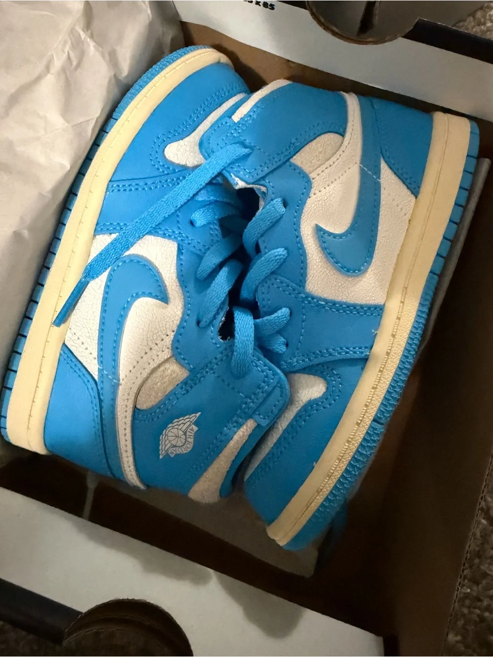 Jordan 1 Retro High OG TD - Powder Blue and Cream Kids Sneakers
